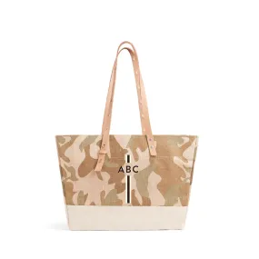 Shoulder Market Bag in Safari with Monogram