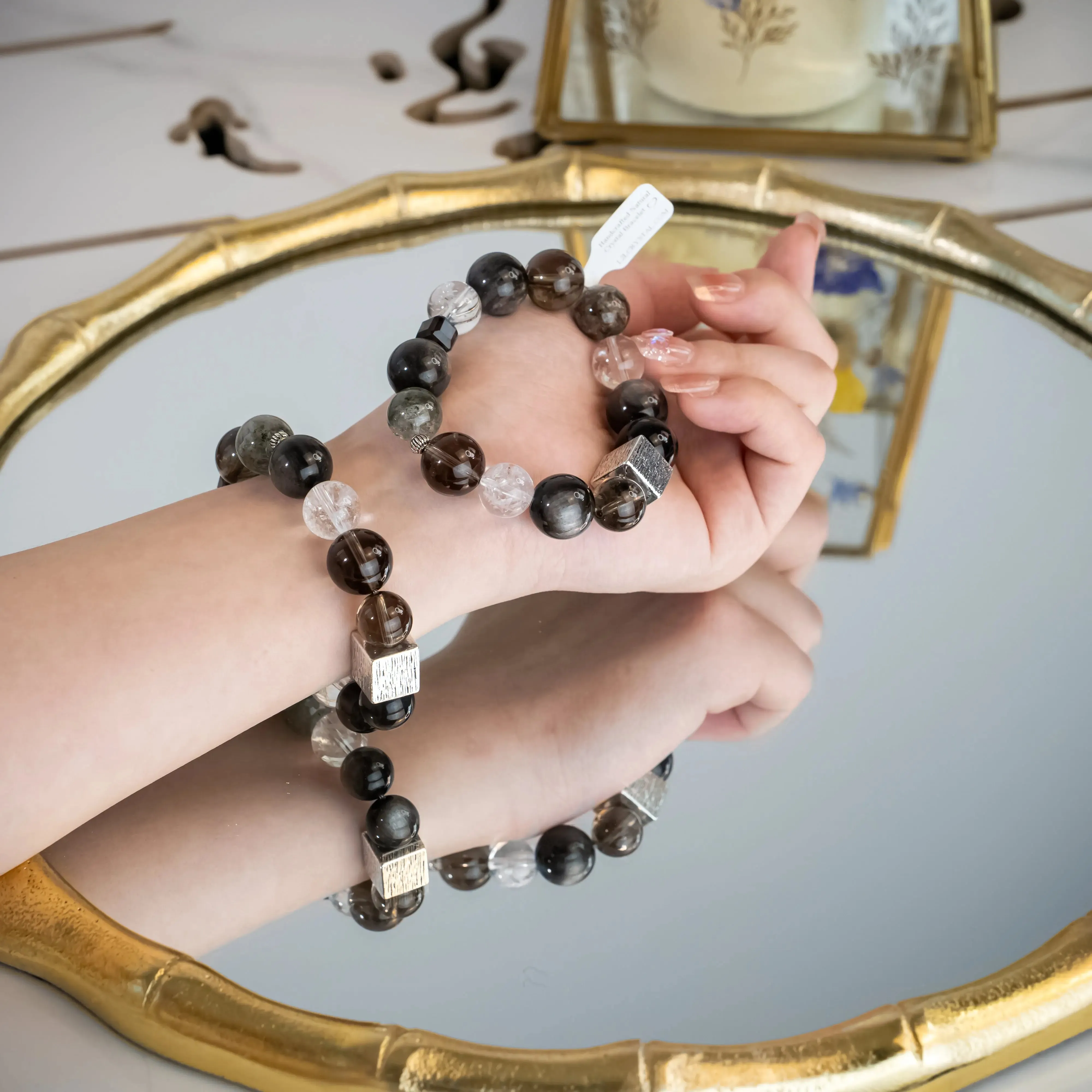 Silver Obsidian Smoky Quartz Bracelet