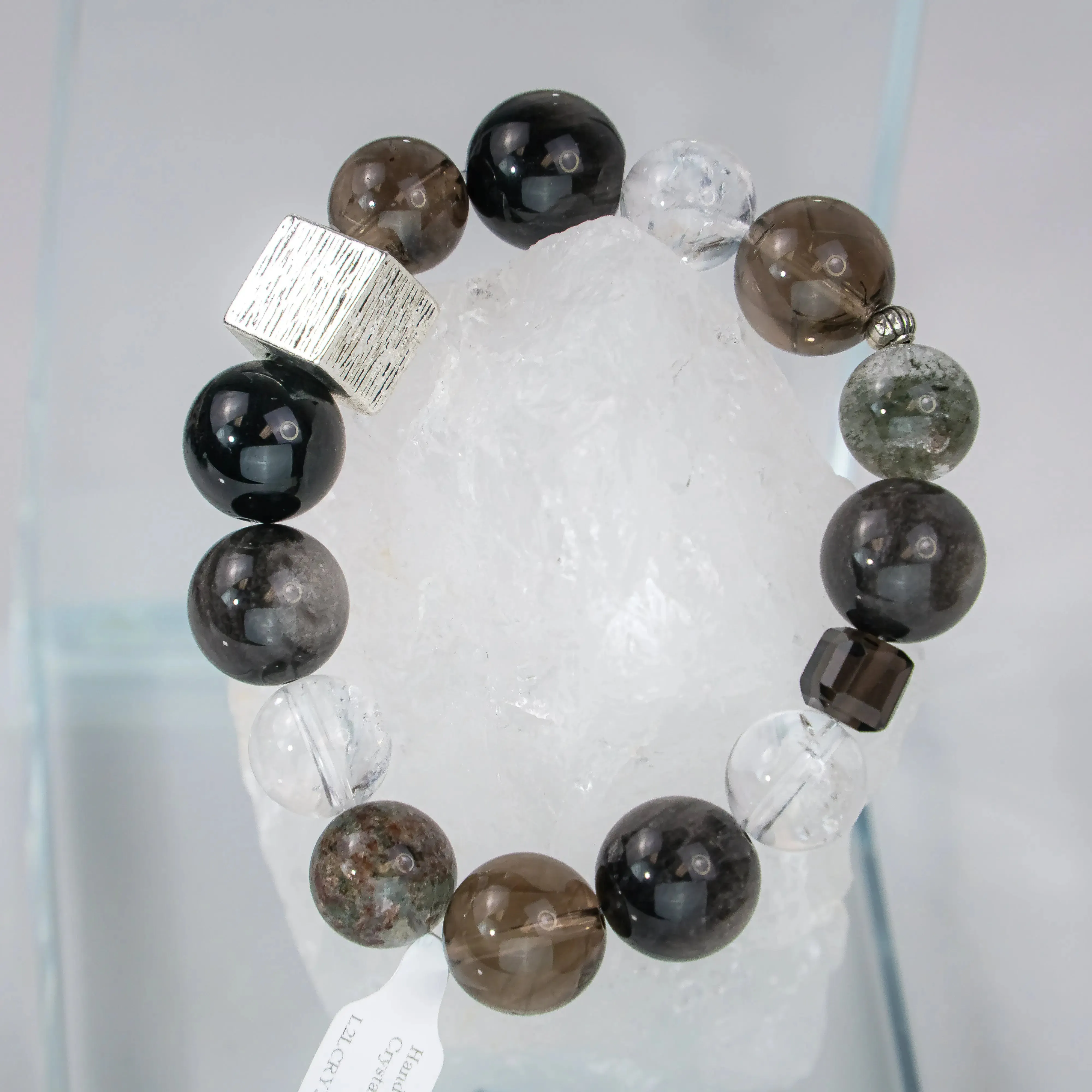 Silver Obsidian Smoky Quartz Bracelet