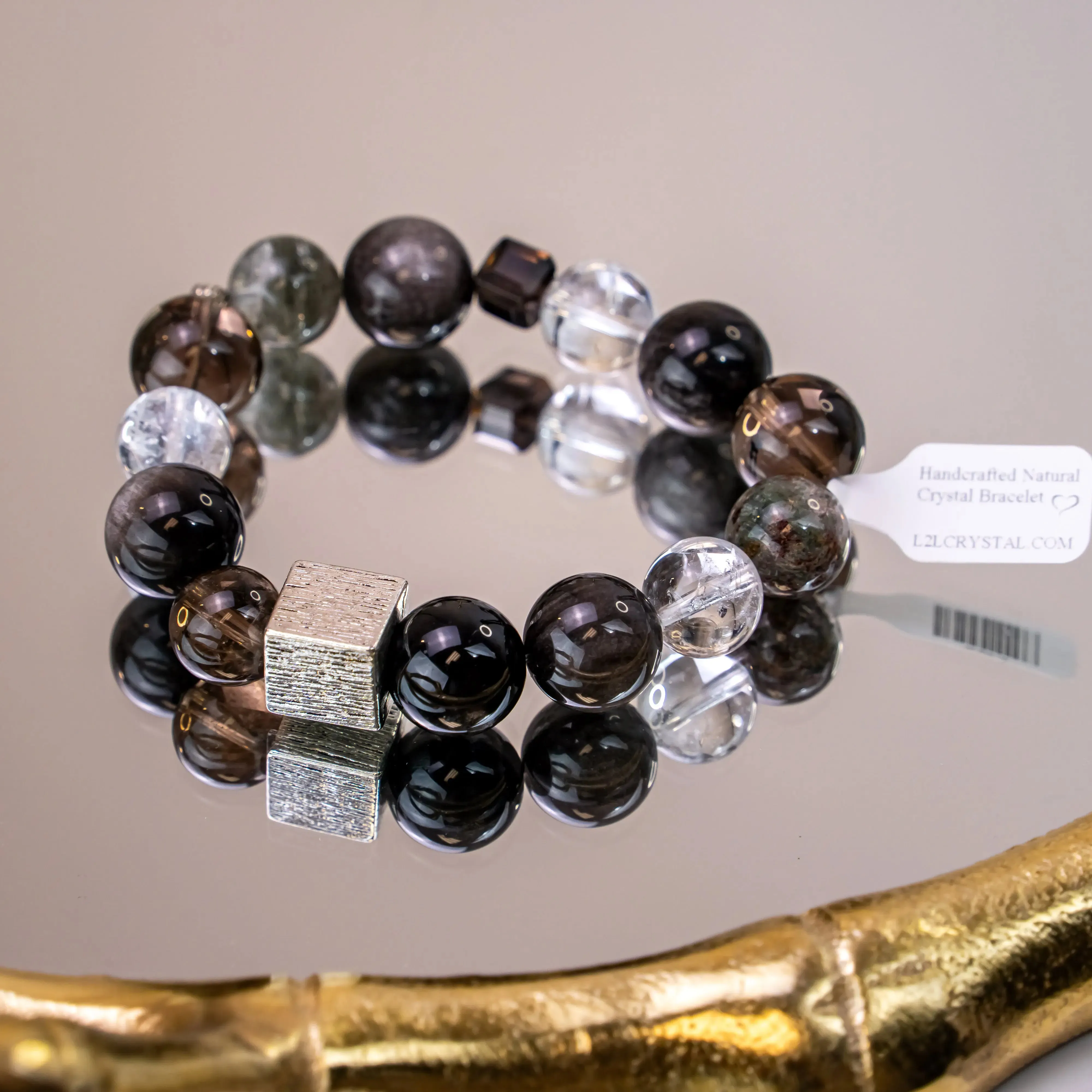 Silver Obsidian Smoky Quartz Bracelet