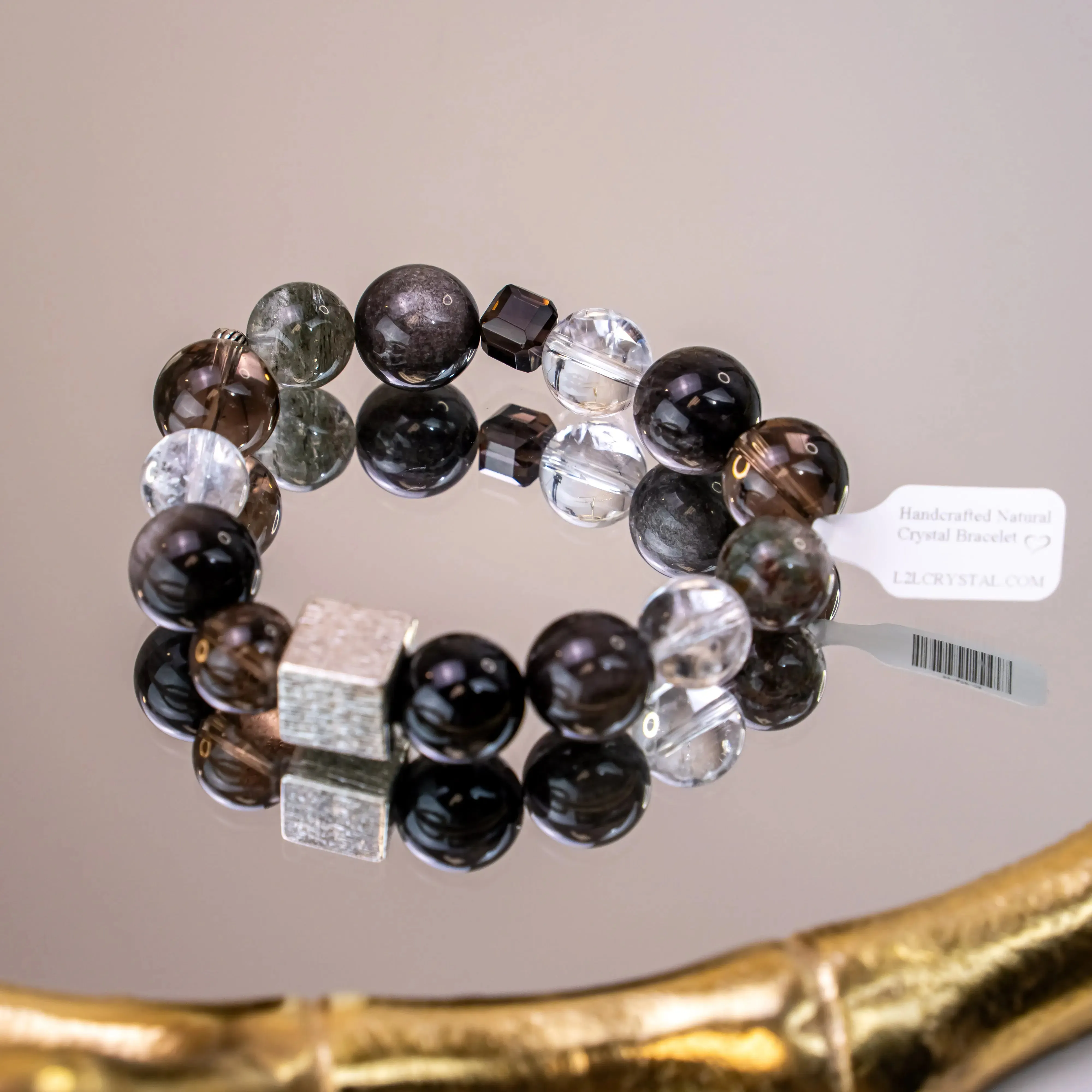 Silver Obsidian Smoky Quartz Bracelet