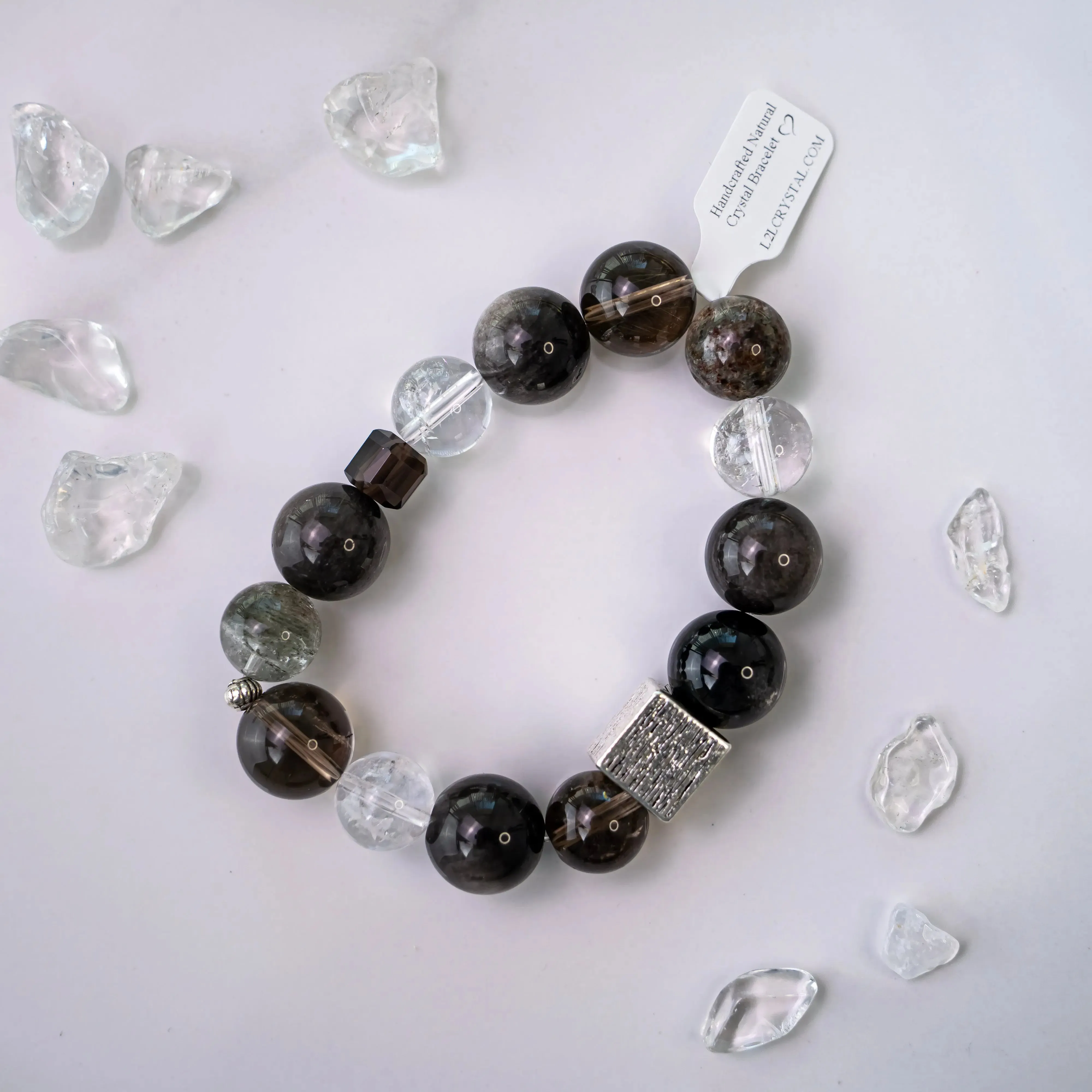 Silver Obsidian Smoky Quartz Bracelet