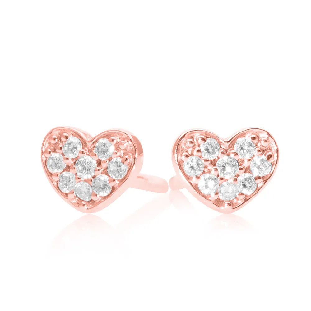 Small Diamond Heart Earring Rose Gold