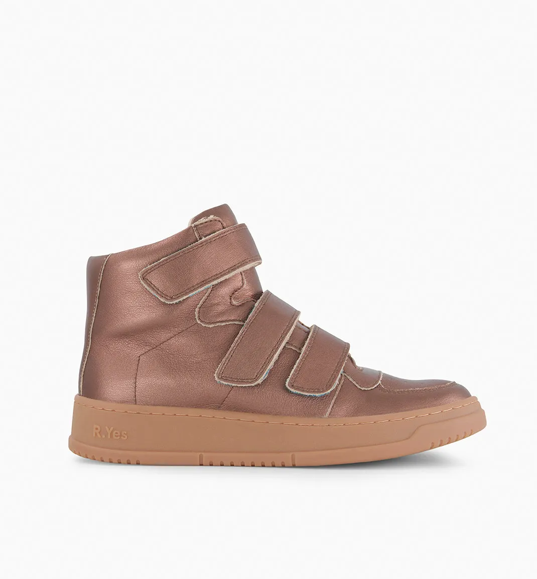 Solar 2.0 Velcro Leather High Top Trainer | Bronze Metallic