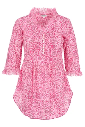 Sophie Cotton Shirt in Bubblegum Pink & White