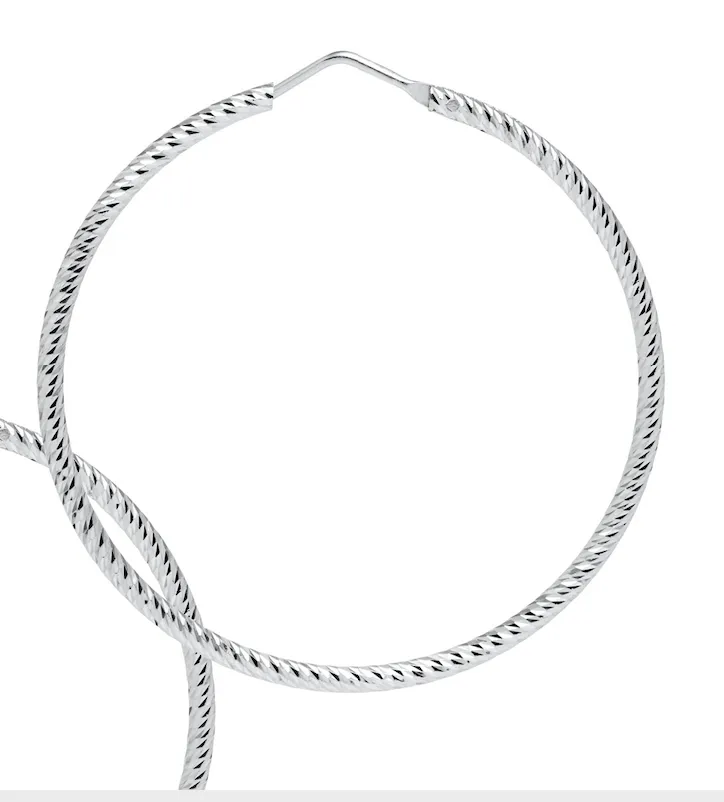 Sparkly Diamond-Cut Roma Hoops - Medium - Silver