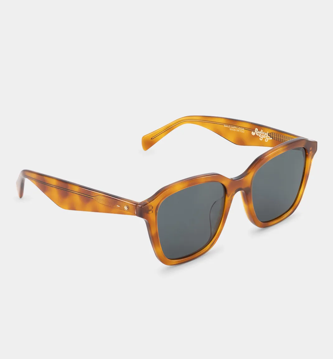 Square Times Acetate Sunglasses | Honey Tort with Green Mono Lens