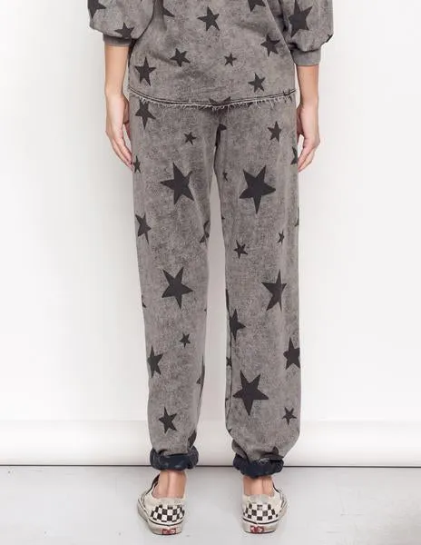 SUNDRY Acid Wash Gray Stars Classic Sweatpants