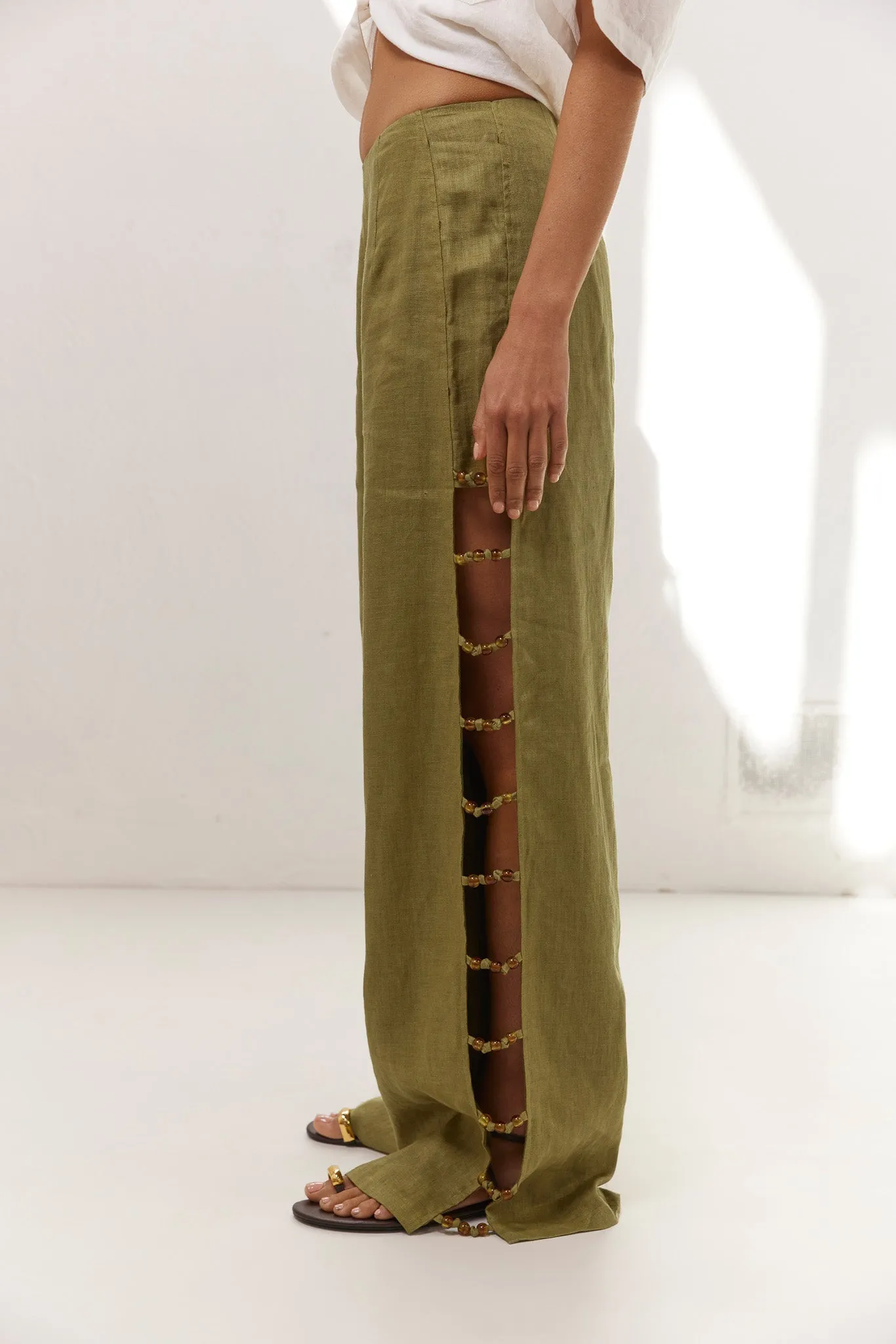 Tia Linen Pants Olive