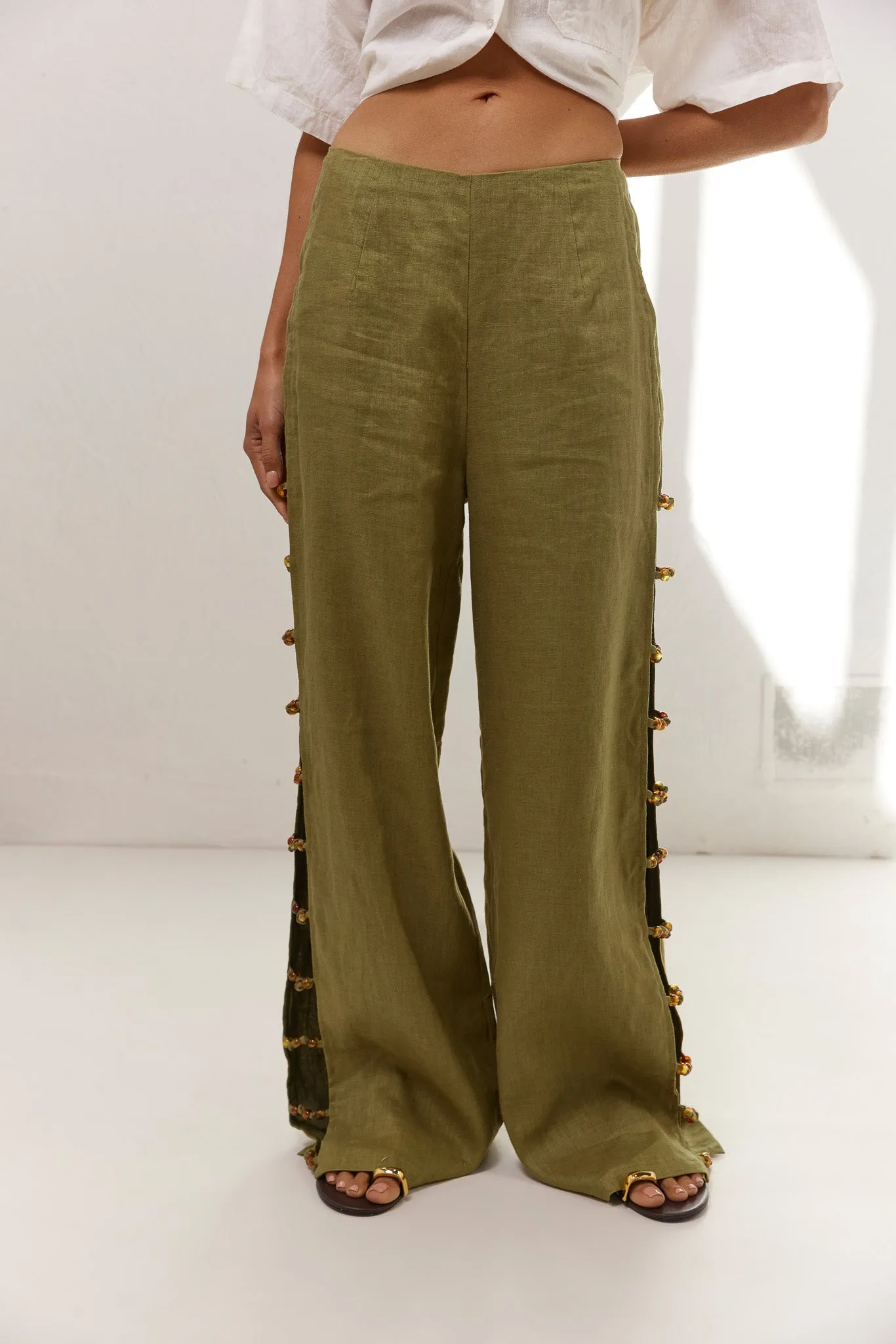 Tia Linen Pants Olive