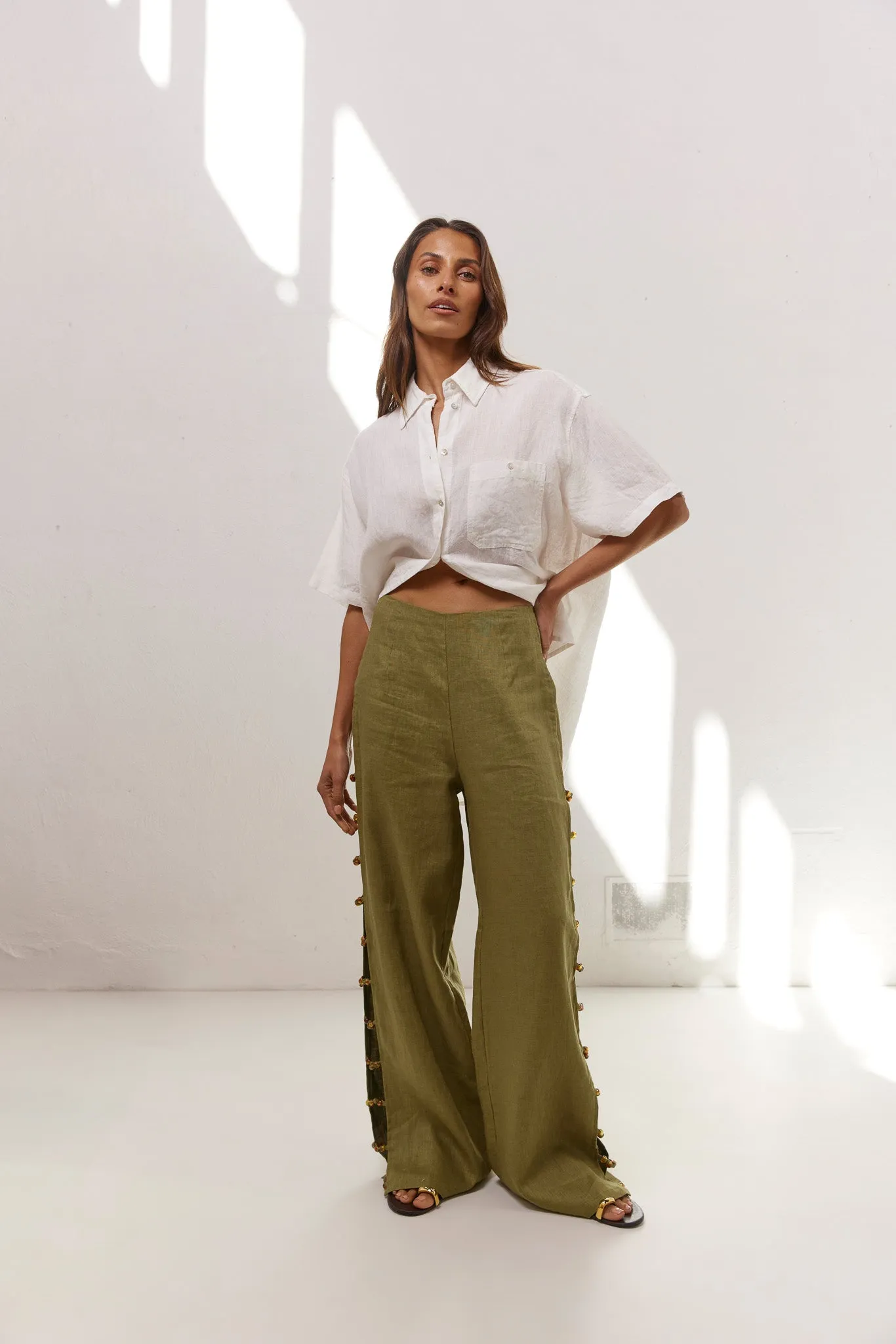 Tia Linen Pants Olive