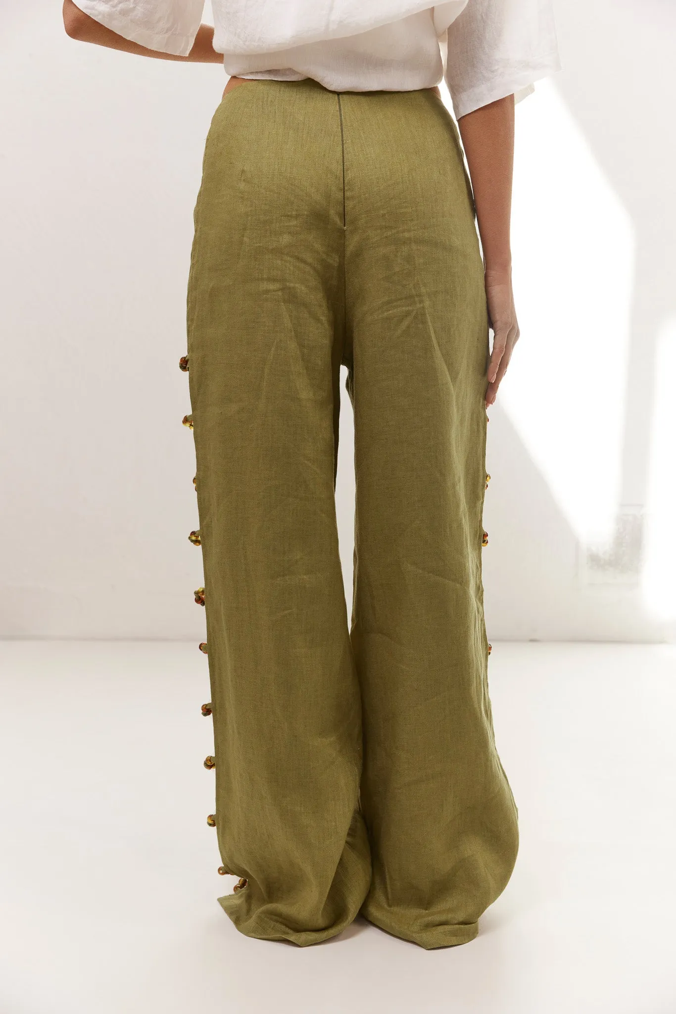 Tia Linen Pants Olive