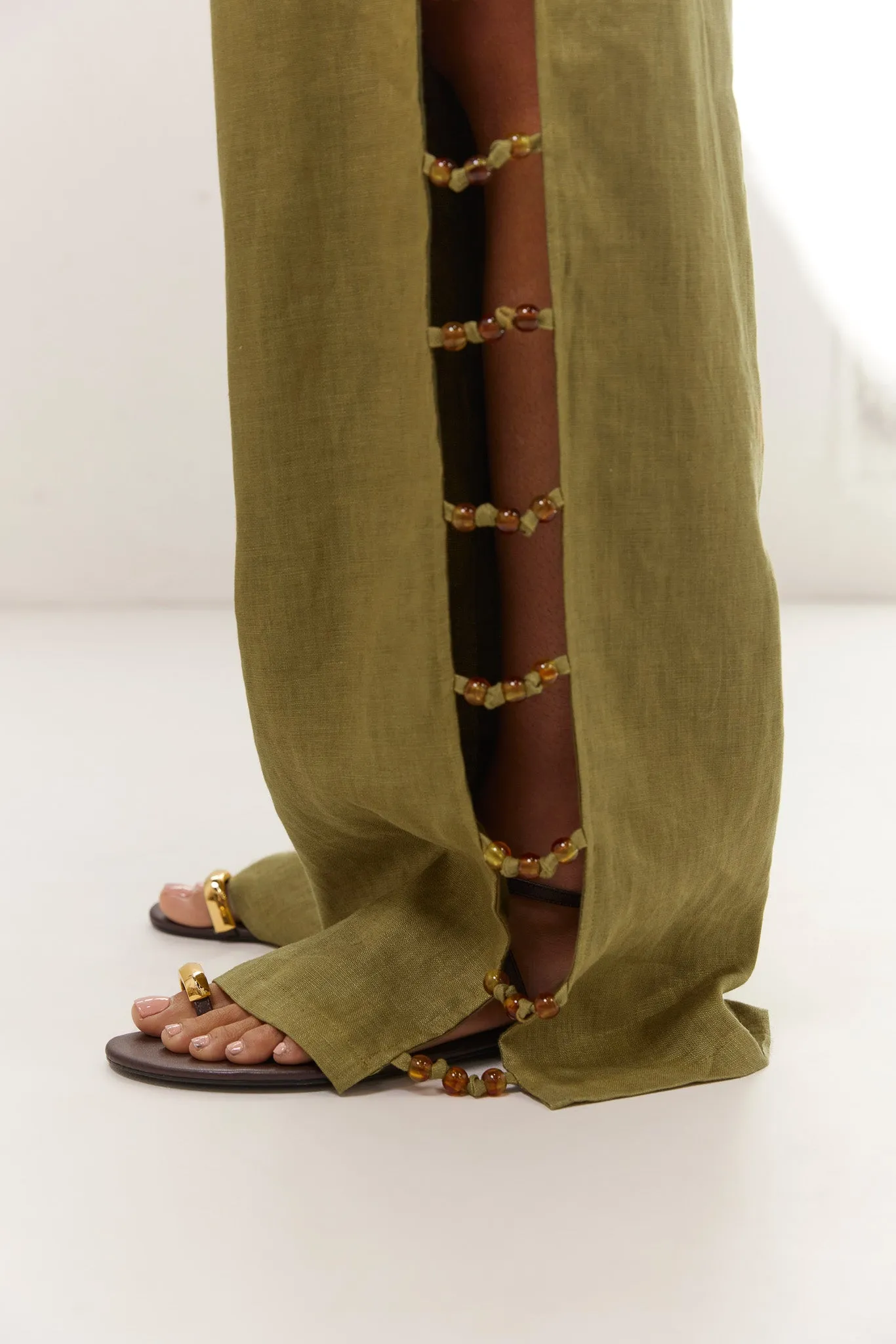 Tia Linen Pants Olive