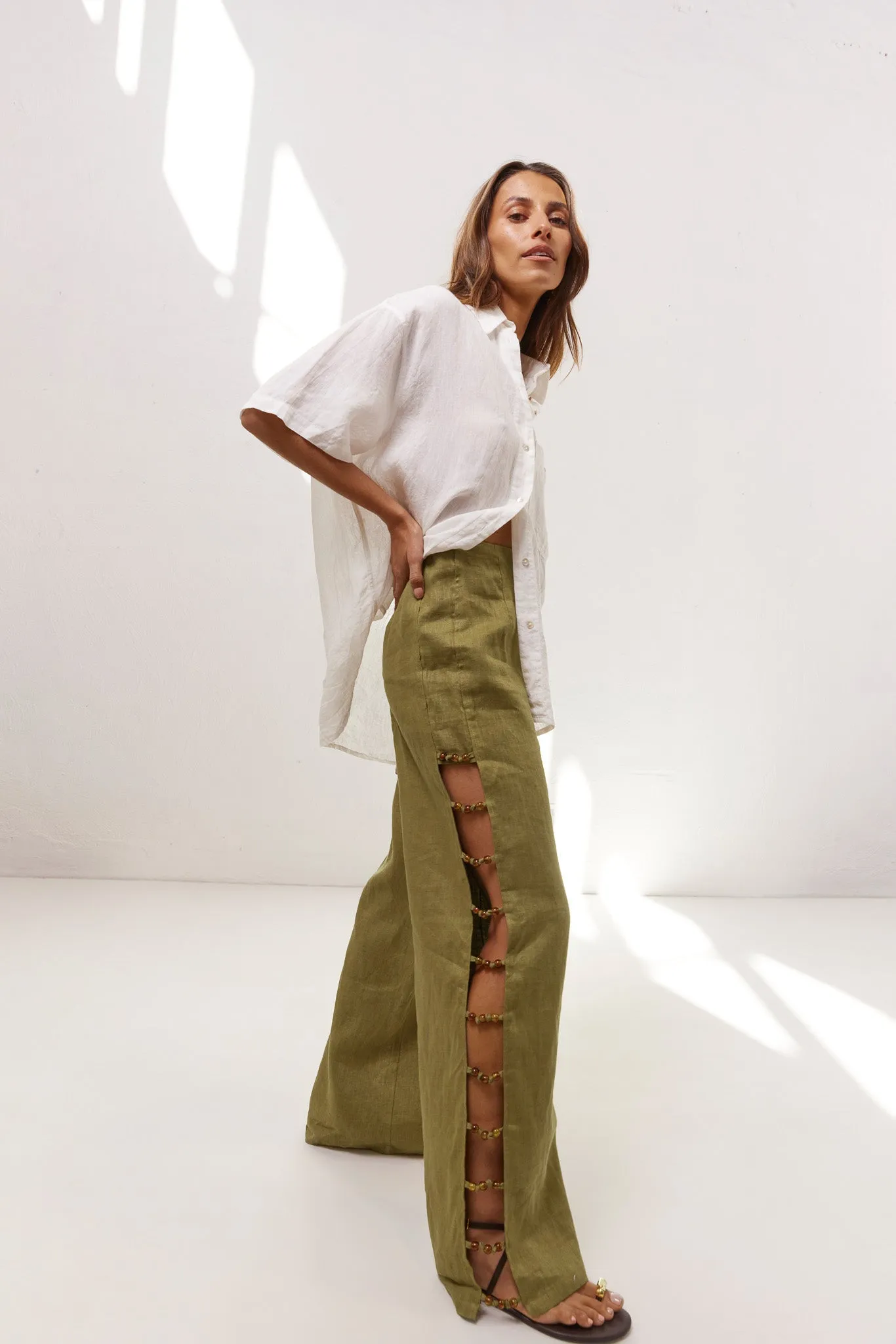 Tia Linen Pants Olive