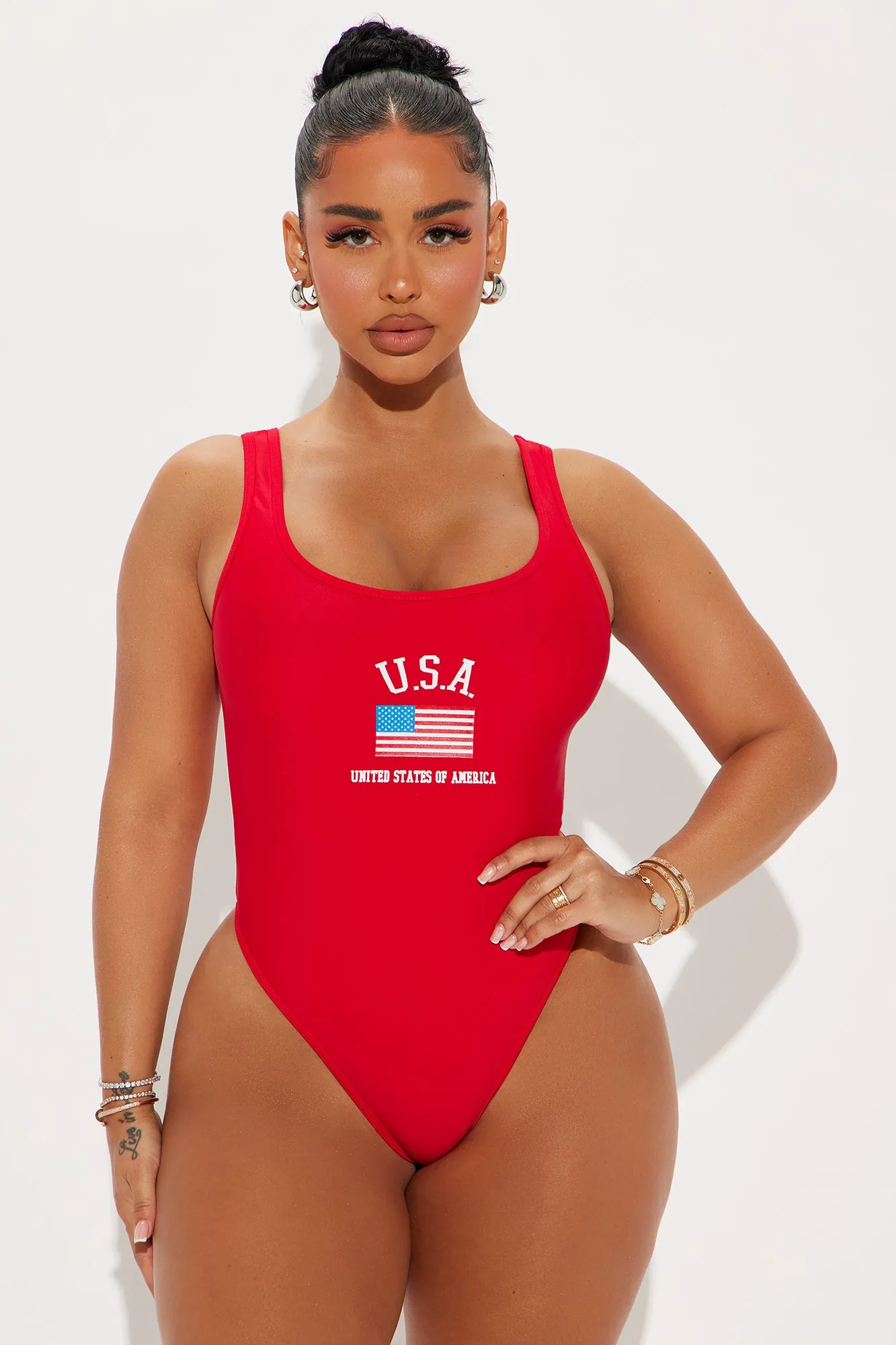 USA Athletics 1 Piece Swimsuit - Red/combo