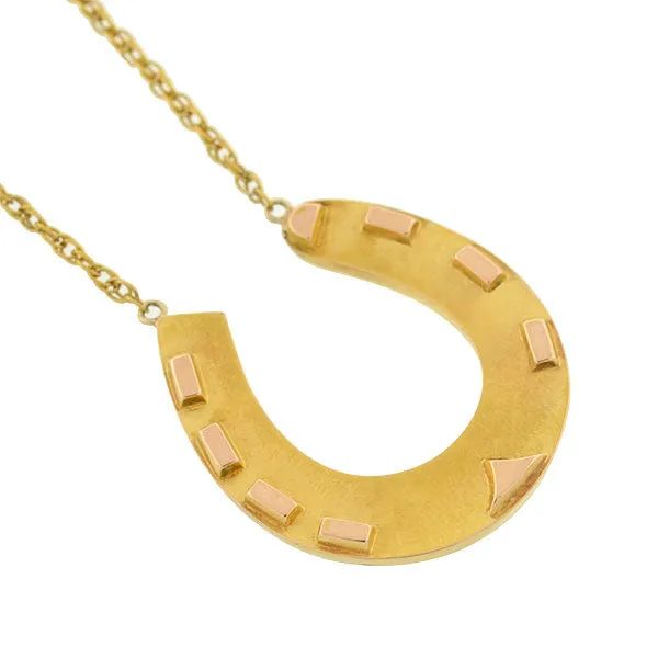 Victorian 15kt Yellow & Rose Gold Horseshoe Necklace