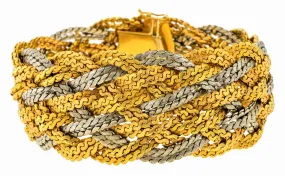 Vintage Wide Braided Gold Bracelet