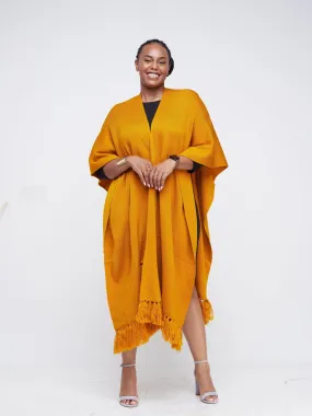 Vivo Basic Double Layered Wrap Poncho - Mustard