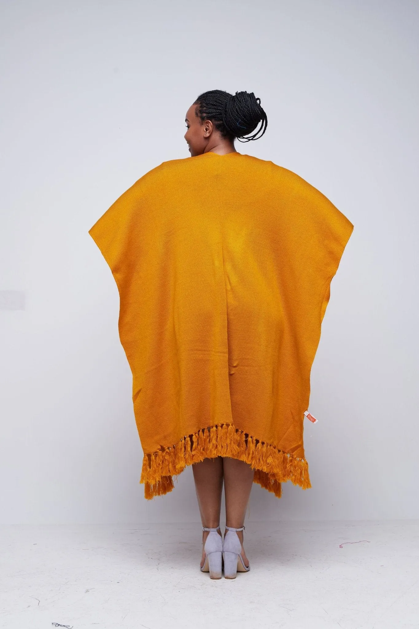 Vivo Basic Double Layered Wrap Poncho - Mustard