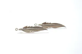 Wholesale Sterling Silver Feather Charm - Sterling silver tribal native pendant, Silver Feather Charm, Bird Feather Charm,  bulk, 113