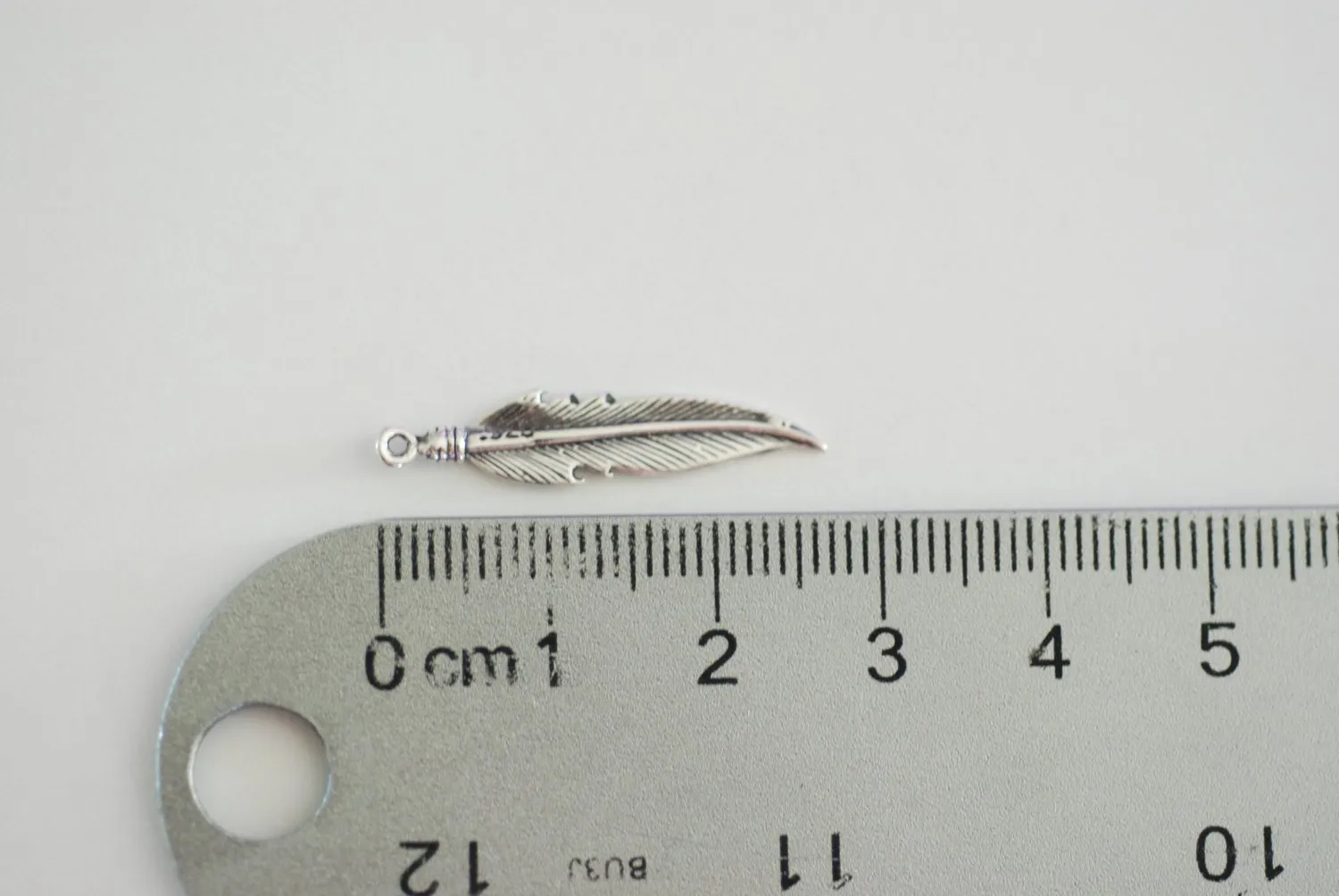 Wholesale Sterling Silver Feather Charm - Sterling silver tribal native pendant, Silver Feather Charm, Bird Feather Charm,  bulk, 113