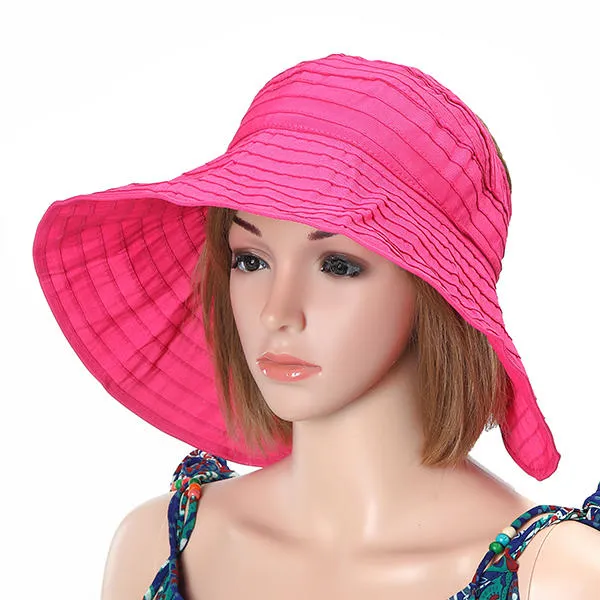 Women Foldable Sun Protective Beach Hat Summer Outdoor Gardening Anti-UV Wide Brim Visor Cap