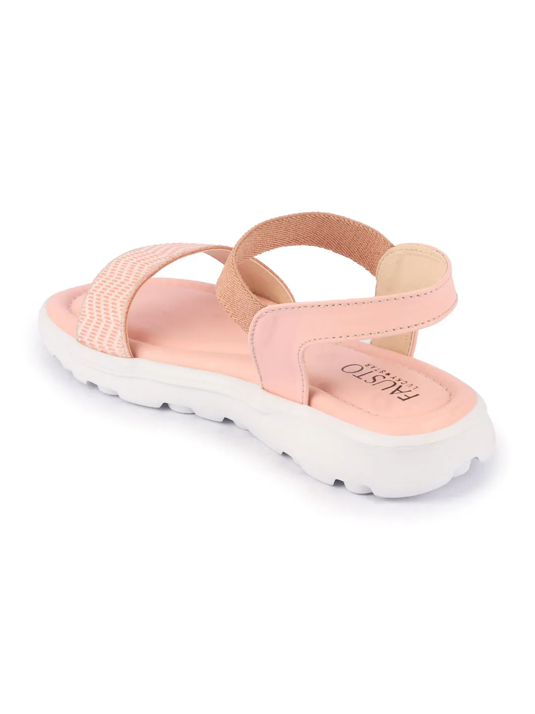 Women Pink Open Toe Fashion Stylish Day Long Comfort Slip On Wedges Sandals