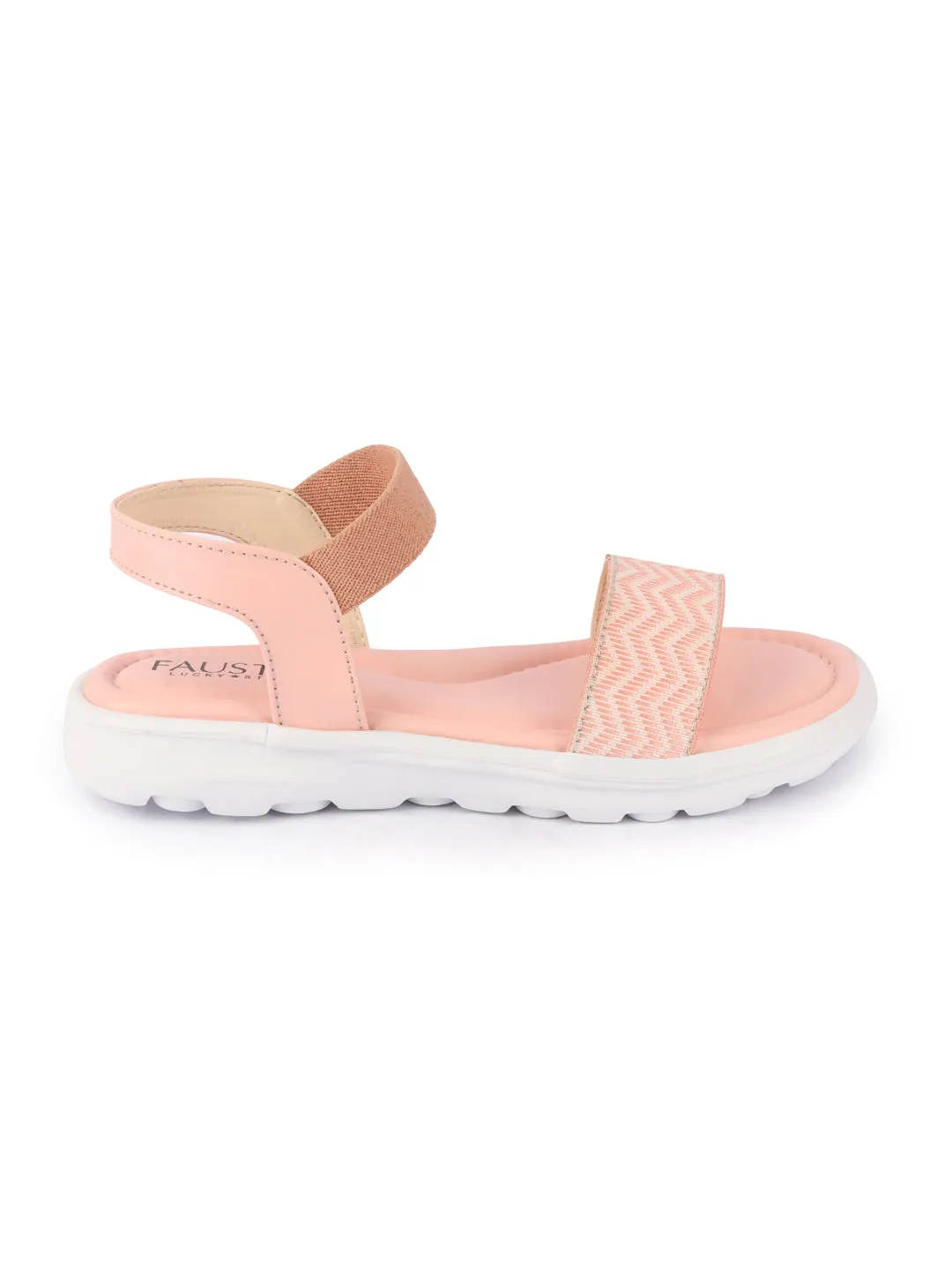 Women Pink Open Toe Fashion Stylish Day Long Comfort Slip On Wedges Sandals