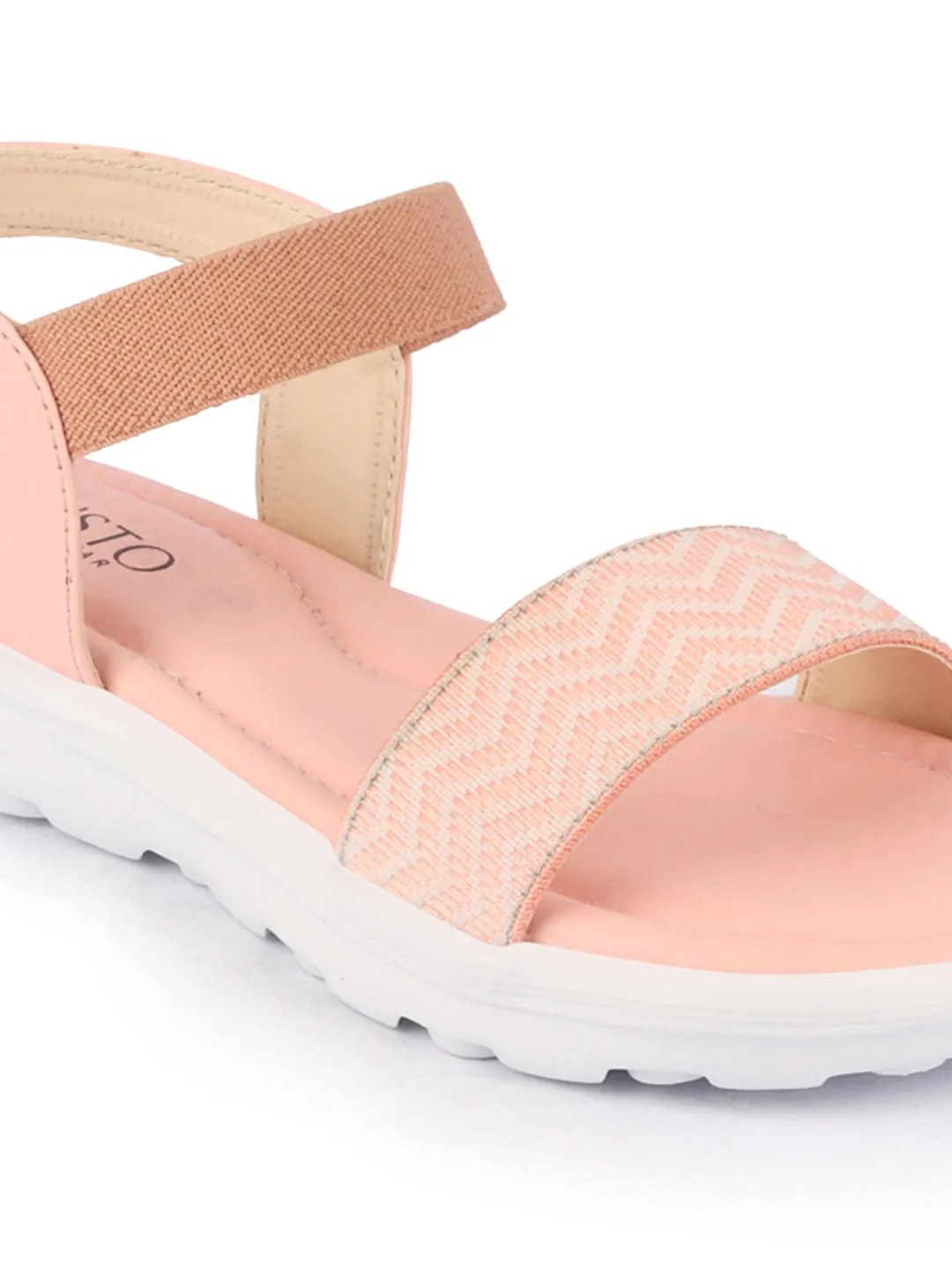 Women Pink Open Toe Fashion Stylish Day Long Comfort Slip On Wedges Sandals