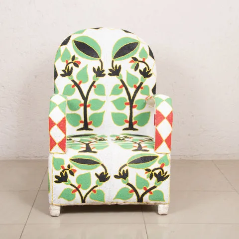 Yoruba Beaded Arm Chair Set of 2 | Green